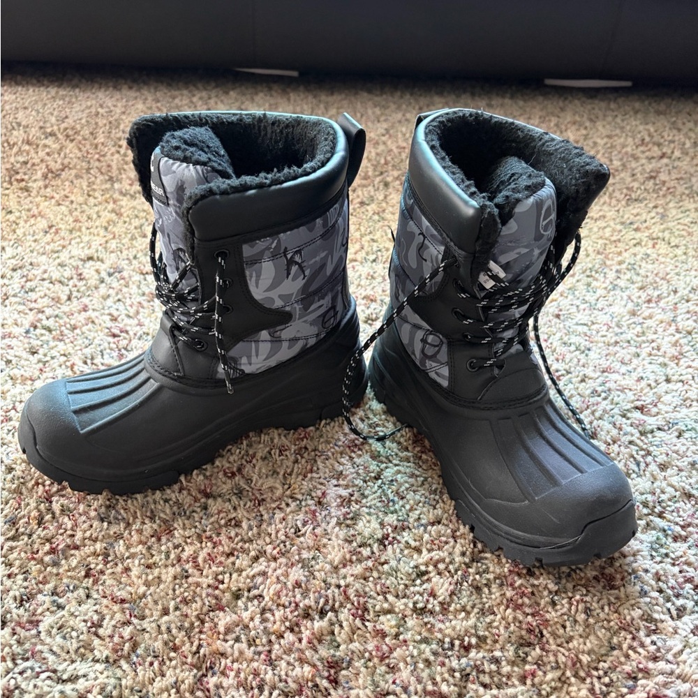 Kids Black and Gray Winter Boots